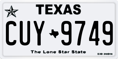 TX license plate CUY9749