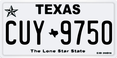 TX license plate CUY9750