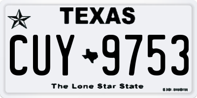 TX license plate CUY9753