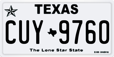 TX license plate CUY9760