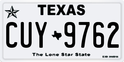TX license plate CUY9762