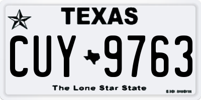 TX license plate CUY9763