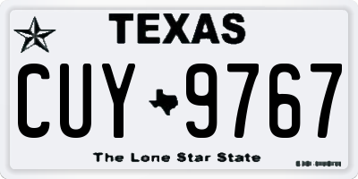 TX license plate CUY9767