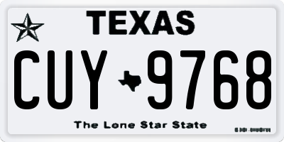 TX license plate CUY9768