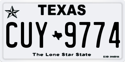 TX license plate CUY9774