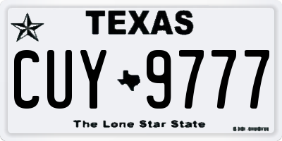 TX license plate CUY9777
