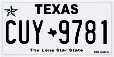 TX license plate CUY9781