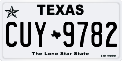 TX license plate CUY9782