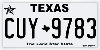 TX license plate CUY9783