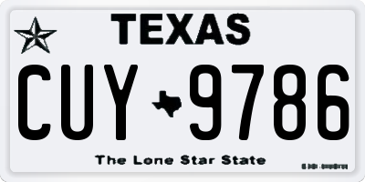 TX license plate CUY9786