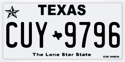 TX license plate CUY9796
