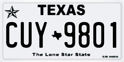 TX license plate CUY9801