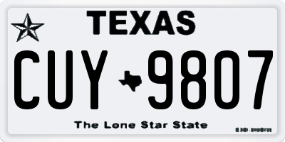 TX license plate CUY9807