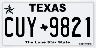 TX license plate CUY9821