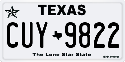 TX license plate CUY9822