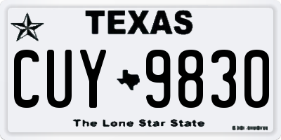TX license plate CUY9830