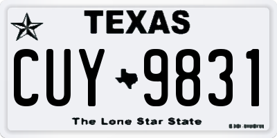 TX license plate CUY9831