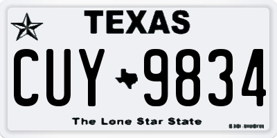 TX license plate CUY9834