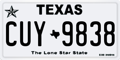 TX license plate CUY9838