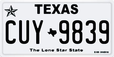 TX license plate CUY9839