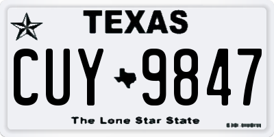TX license plate CUY9847
