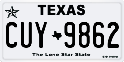 TX license plate CUY9862