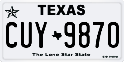 TX license plate CUY9870
