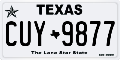 TX license plate CUY9877
