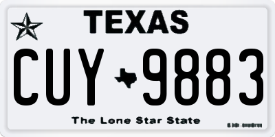 TX license plate CUY9883