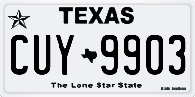 TX license plate CUY9903