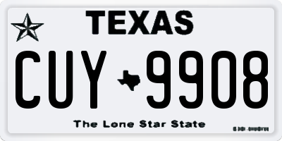 TX license plate CUY9908