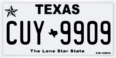 TX license plate CUY9909