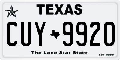 TX license plate CUY9920