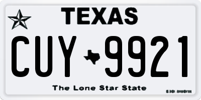 TX license plate CUY9921