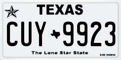 TX license plate CUY9923
