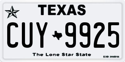 TX license plate CUY9925