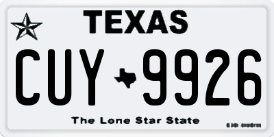 TX license plate CUY9926
