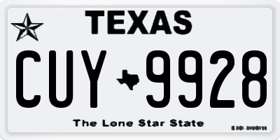 TX license plate CUY9928