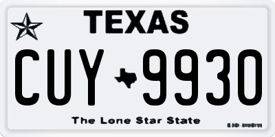 TX license plate CUY9930