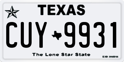 TX license plate CUY9931