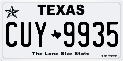 TX license plate CUY9935