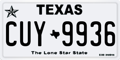 TX license plate CUY9936