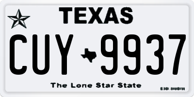 TX license plate CUY9937