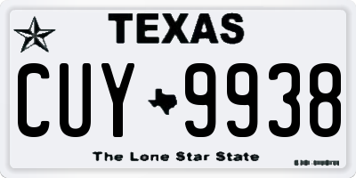 TX license plate CUY9938