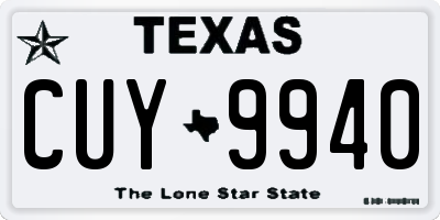 TX license plate CUY9940