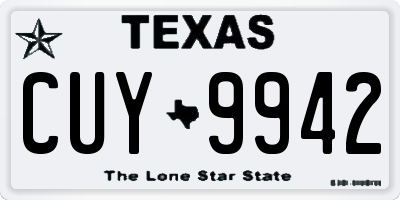 TX license plate CUY9942