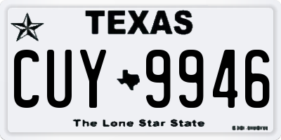 TX license plate CUY9946