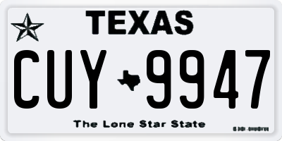 TX license plate CUY9947