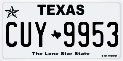 TX license plate CUY9953