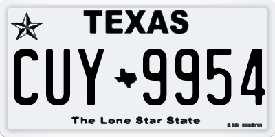 TX license plate CUY9954